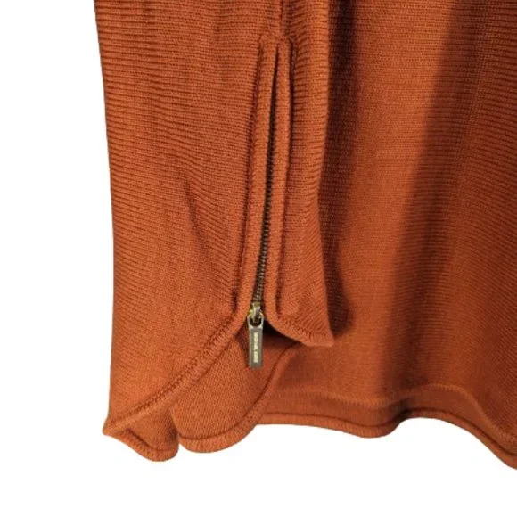 Michael Kors Tunic Brown Sweater with Zip Details Size L Cotton Blend NWT! - Picture 7 of 11